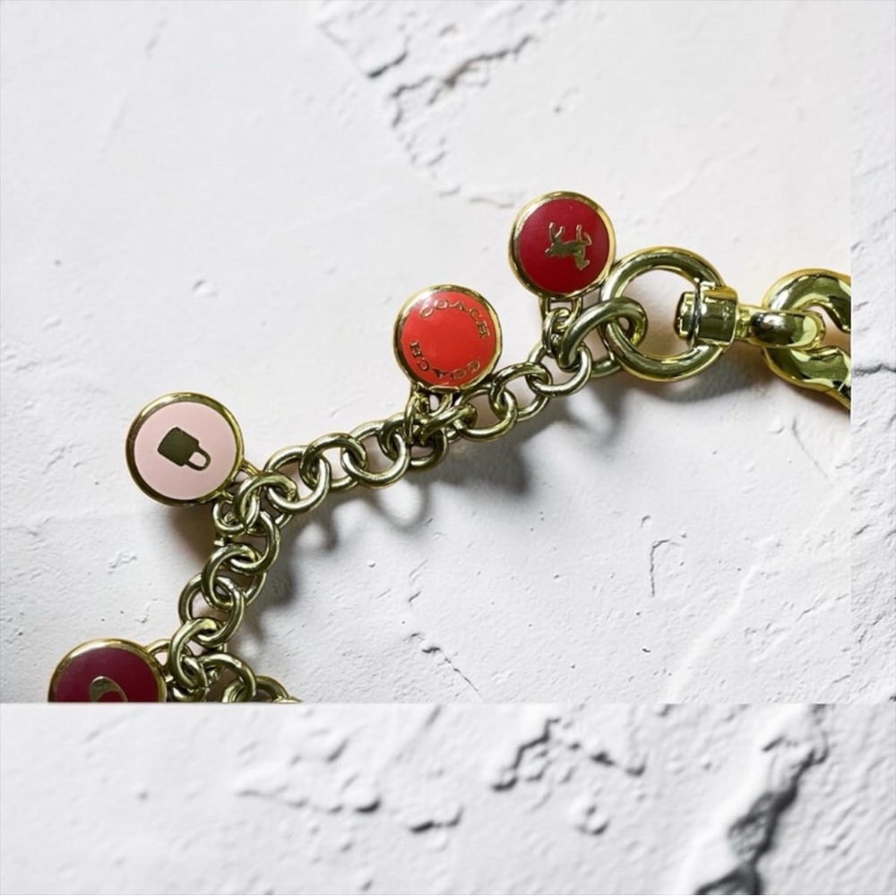 Coach - Charm Chain Bag Charm Pink and Red Charms on Gold Tone Hardware - Picture 5 of 5
